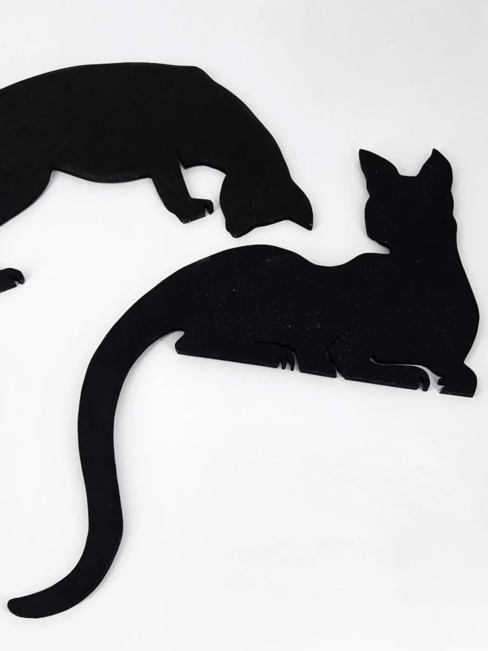 Pair VTG Silhouette Black Cats Door Topper Handmade Wood Doorframe Decor Hangers